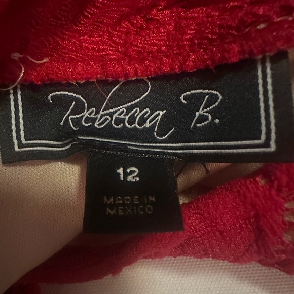 Brand: Rebecca B. Red lace dress, stretch size: 12 - Picture 9 of 11